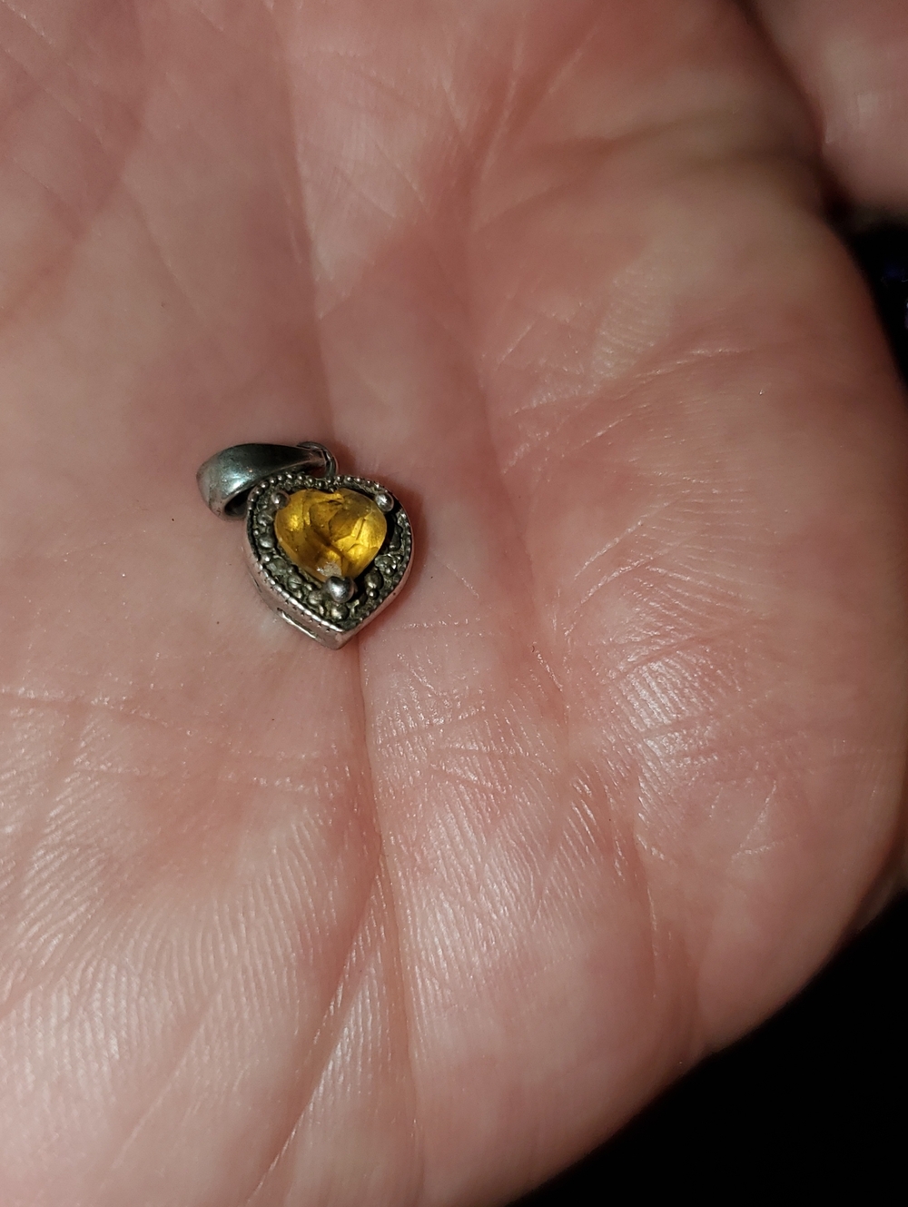 Heart-Shaped Yellow Gem Pendant - Women Jewelry